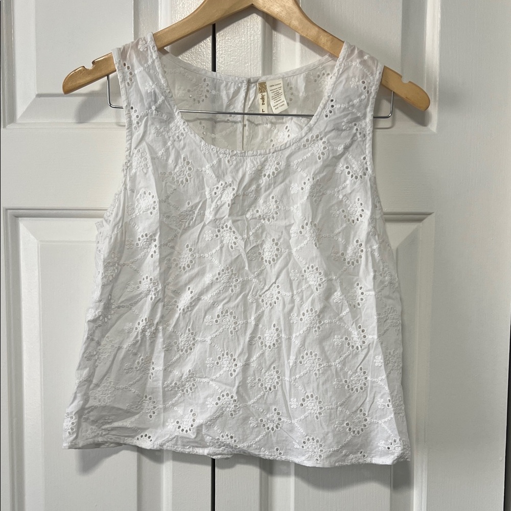 Japna White Eyelet Tank Top